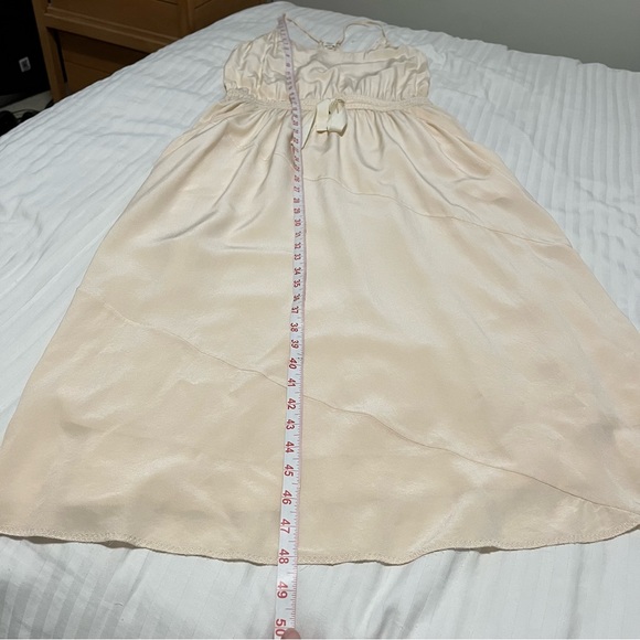 Aritzia Wilfred Silk Sleeveless Tie Waist Racerback Midi Dress Ivory Size Small - Picture 15 of 15